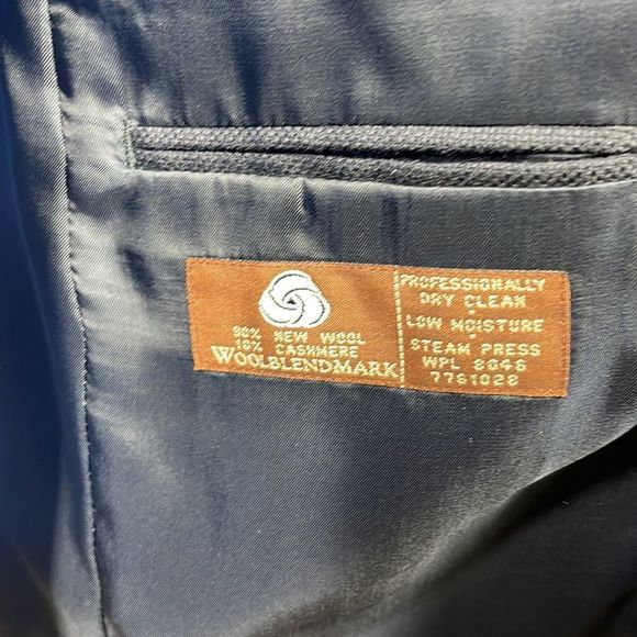 TASSO Elba Blazer Mens 39R Navy Knit Cashmere Wool Blend Two Button Sport Coat - Picture 10 of 14